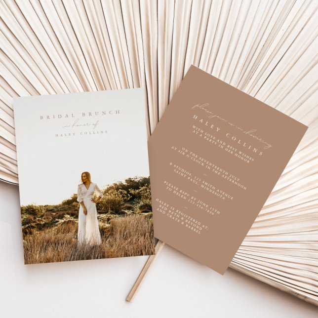 Convite para Bridal de Fotografia do Script Modern (Boho Modern Script Photo Bridal Brunch Invitation)