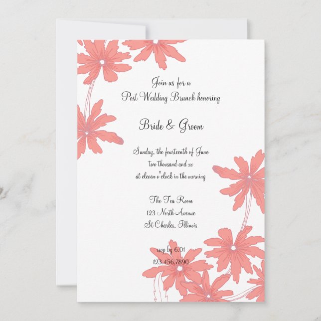 Convite para Brunch de Casamento com Margaridas Ve (Frente)