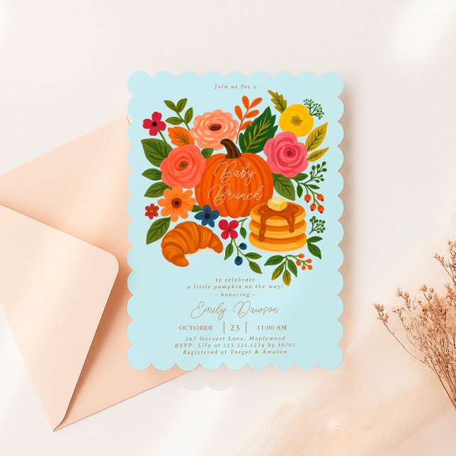 Convite para Brunch de Chás de Bebê Little Pumpkin (Criador carregado)