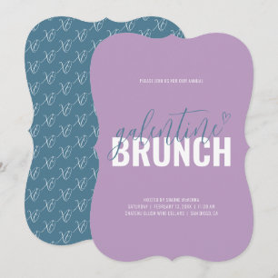 Convite para Brunch de Galentine com Lilás e Turqu