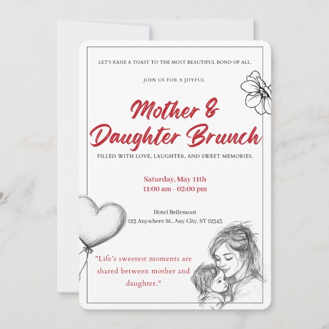 Convite para Brunch de Mãe e Filha (Frente)