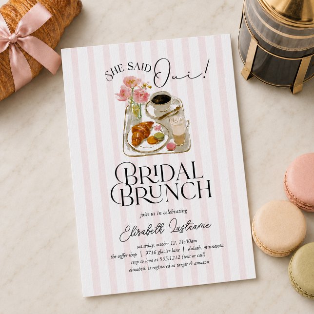 Convite para Brunch de Noivado She Said Oui Parisi (She Said Oui Parisian Bridal Brunch Invitation)