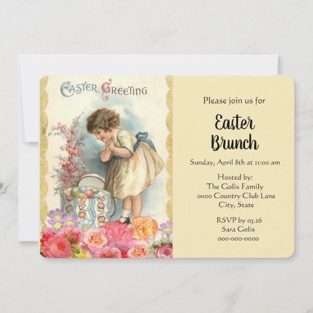 Convite para Brunch de Páscoa com Ovos da Grade Vi (Frente)