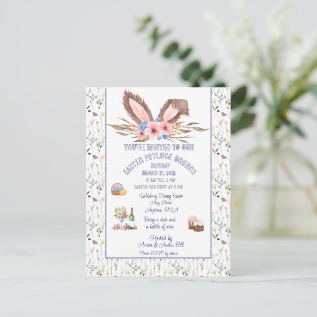 Convite para Brunch de Páscoa Comunitário (Em pé/Frente)