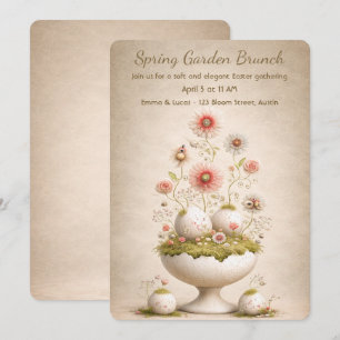 Convite para Brunch de Páscoa Floral Jardim Soft E
