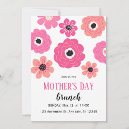 Convite para Brunch do Dia das Mães Floral Branco 
