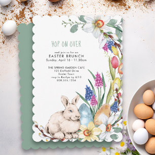 Convite para Brunch Floral de Páscoa Hop On Over