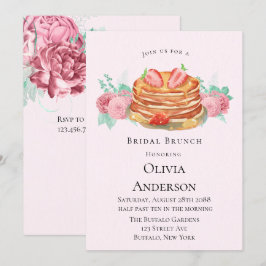 Convite para Brunch Pancake Pink e Mint Bridal