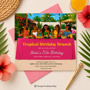 Convite para Brunch Tropical à Beira da Piscina