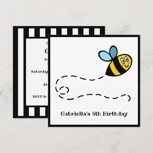 Convite para Bumblebee ocupado personalizado (Frente/Verso)