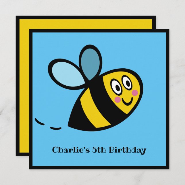 Convite para Bumblebee ocupado personalizado (Frente/Verso)