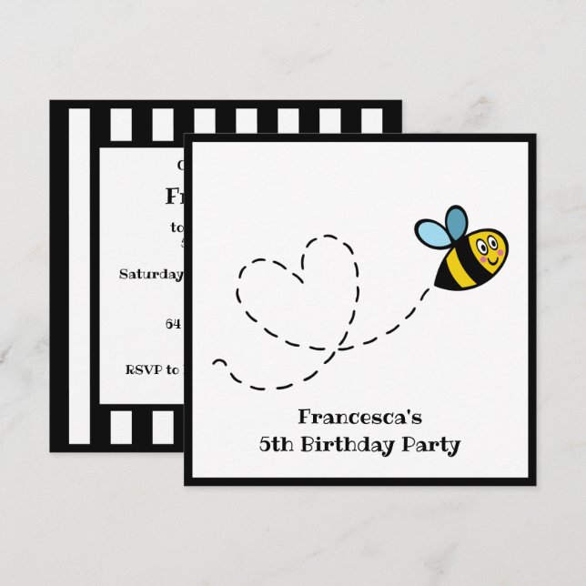 Convite para Bumblebee ocupado personalizado (Frente/Verso)