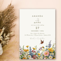 Convite para buquês de flores selvagens legantes