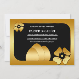 Convite para Caça de Ovo de Brunch de Páscoa Doura