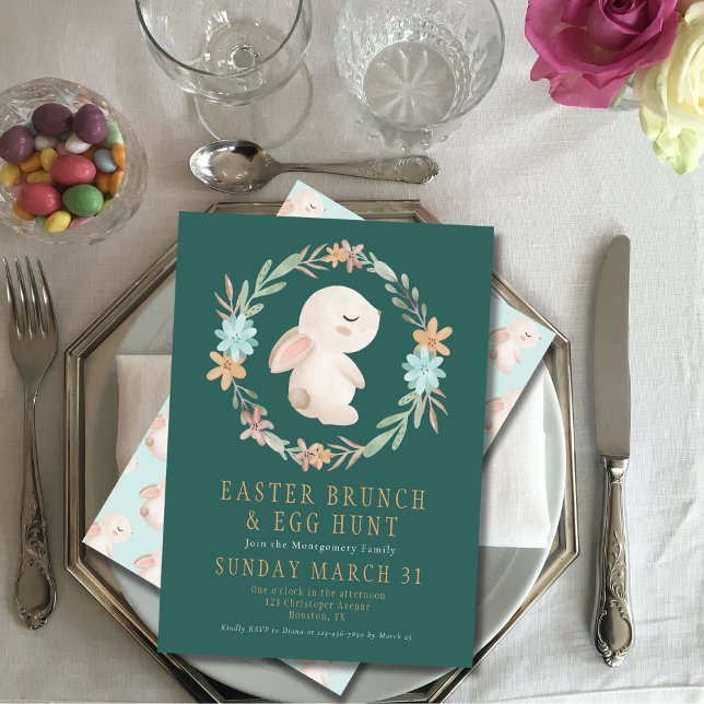 Convite para Caça de Ovo de Páscoa em Brunch de pá (Criador carregado)