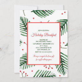Convite para Café da Manhã de Natal Elegante Everg