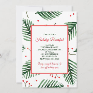 Convite para Café da Manhã de Natal Elegante Everg