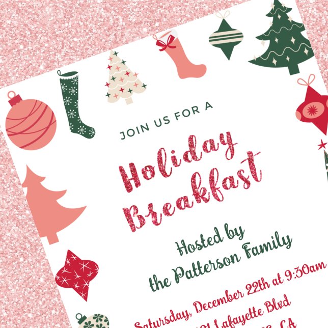 Convite para Café da Manhã de Natal Padrão de Nata (Criador carregado)