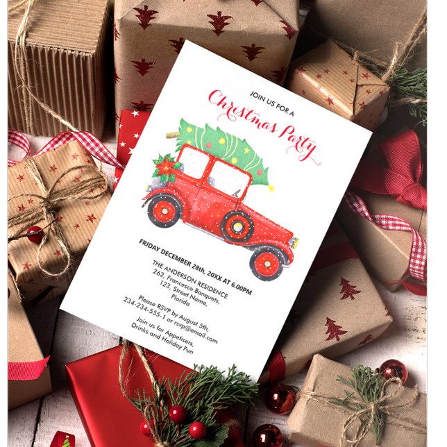 Convite para Caminhão Vermelho do Partido do Natal (Criador carregado)