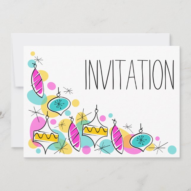 Convite para canto de Árvore Retroativa Baubles (Frente)