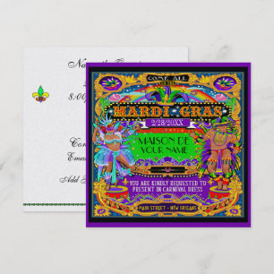 Convite para Carnaval de Mardi Gras FABULOSO