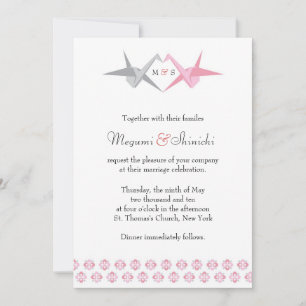 Convite Para Carrie: Casamento De Origami Cranes (Rosa E P