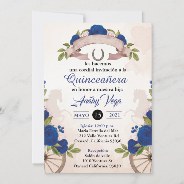 Convite para Carro/Huapango Quinceanera (Frente)