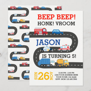 Convite para Carros de Cidade, 100% personalizáve