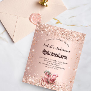 Convite para carruagem de ouro de Quinceanera