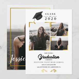 Convite para Cartão com fotos de Anúncio de Gradua