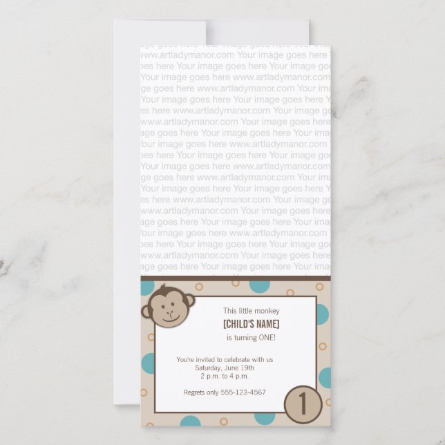 Convite para Cartão com fotos de Macaco de Anivers (Frente)
