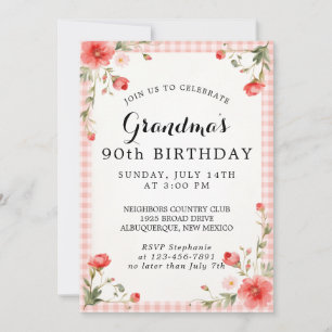 Convite para cartão de aniversário de 90 anos da v