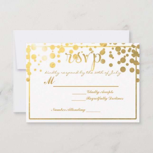 Convite para cartão de casamento Gold Foil Confett (Frente)