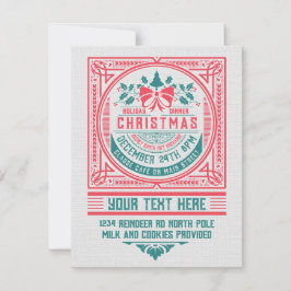 Convite para Cartão de Natal de Estilo de Vintagem