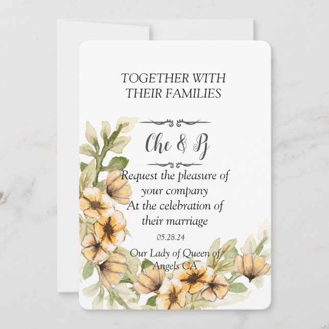 Convite para Cartão Floral de Casamento (Frente)