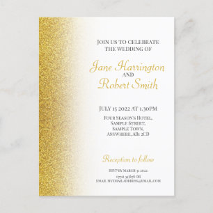 Convite para Cartão-Postal de Casamento com Glitt