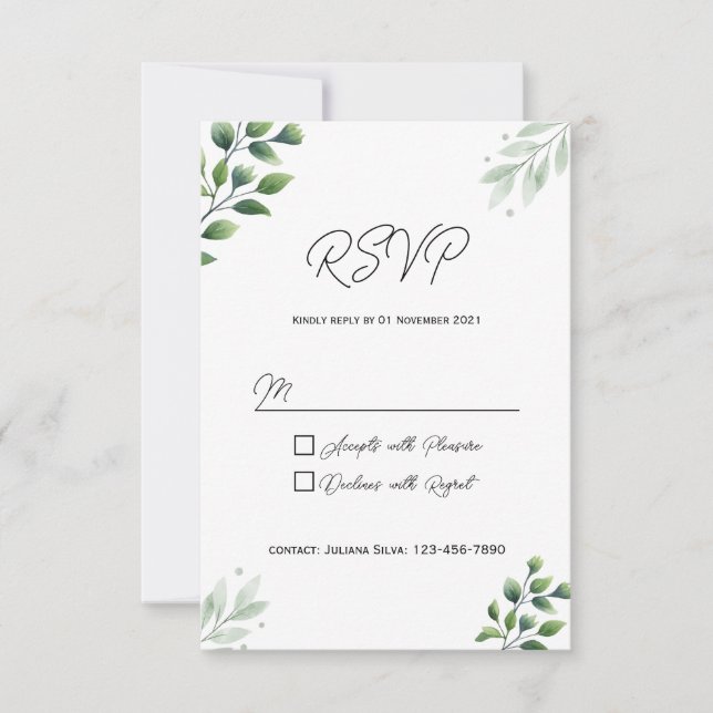 Convite para cartão RSVP de Greenerescência Russa (Frente)