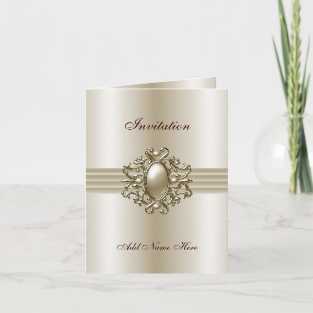 Convite Para Cartão Todas As Ocasiões Pearl Elegan (Frente)