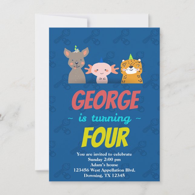 Convite para Cartoon de Macaco do Mar de Chita Inf (Frente)