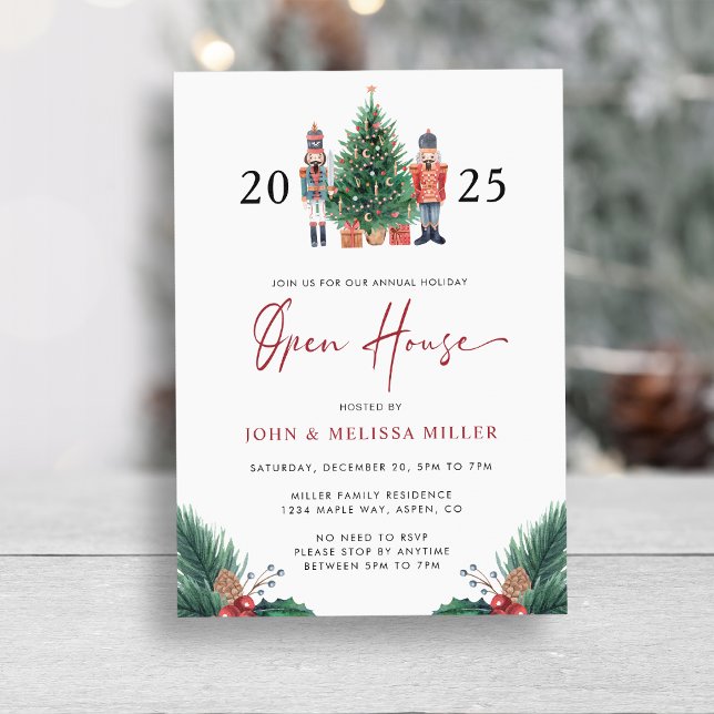 Convite para Casa Aberta de Feriado (2025 Nutcracker Christmas Holiday Open House Invitation by Painted Paperie
)
