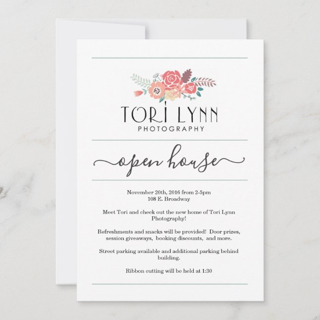 Convite para Casa Aberta de Negócios| Simplesmente (Frente)