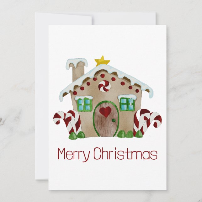 Convite para casa de biscoitos de Natal Feliz (Frente)