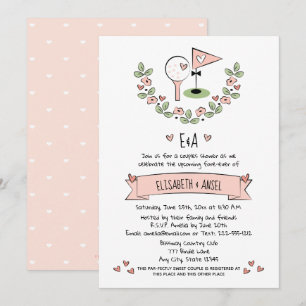 Convite para Casais de Casamento de Golfe Rosa Bon