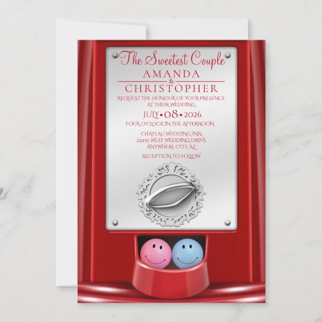 Convite para Casal Mais Doce De Casamento (Frente)