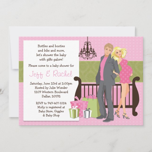 Convite para Casal Moderno para Menina (Frente)