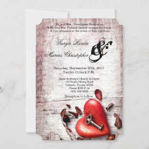 Convite para Casamento 5x7 Chave de Madeira do Paí