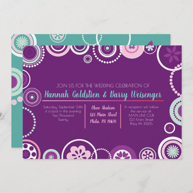 Convite para Casamento Abstrato de abstrato DOTS (Frente/Verso)