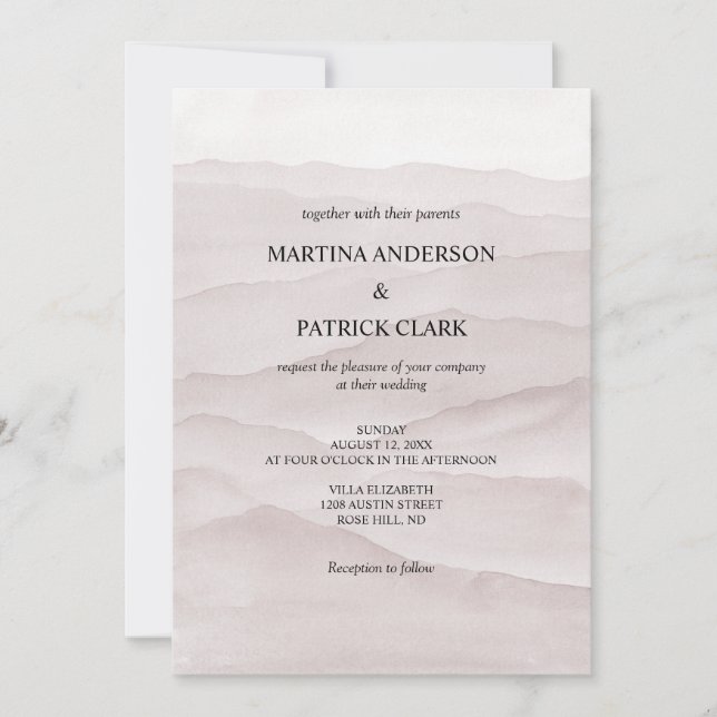 convite para casamento abstrato poeirento rosa (Frente)