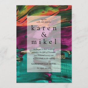 Convite para Casamento Acrílico de Pintura de abst