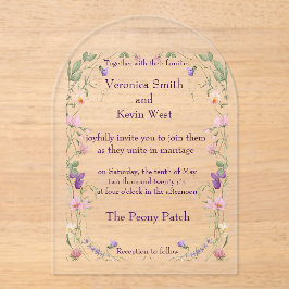 Convite para Casamento Acrílico Limpo de Flor Selv